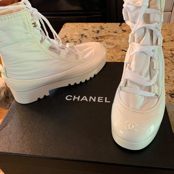 CHANEL Shoes - CHANEL Platform Lace-up Rain, Snow boots, Combat boots, Ski boots